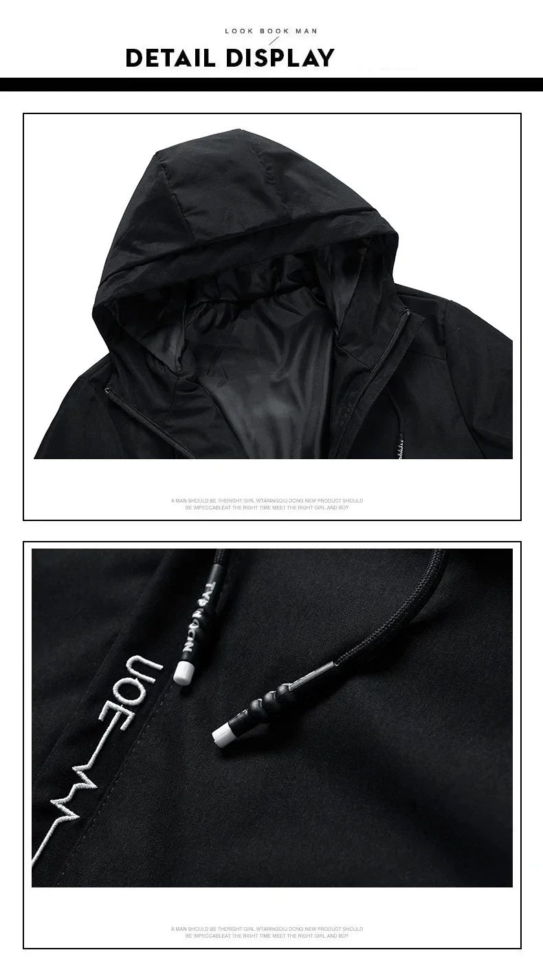 2025 Spring and Autumn men's outdoor sports coat top Windproof zipper jacket Casual quality hooded baseball jacket