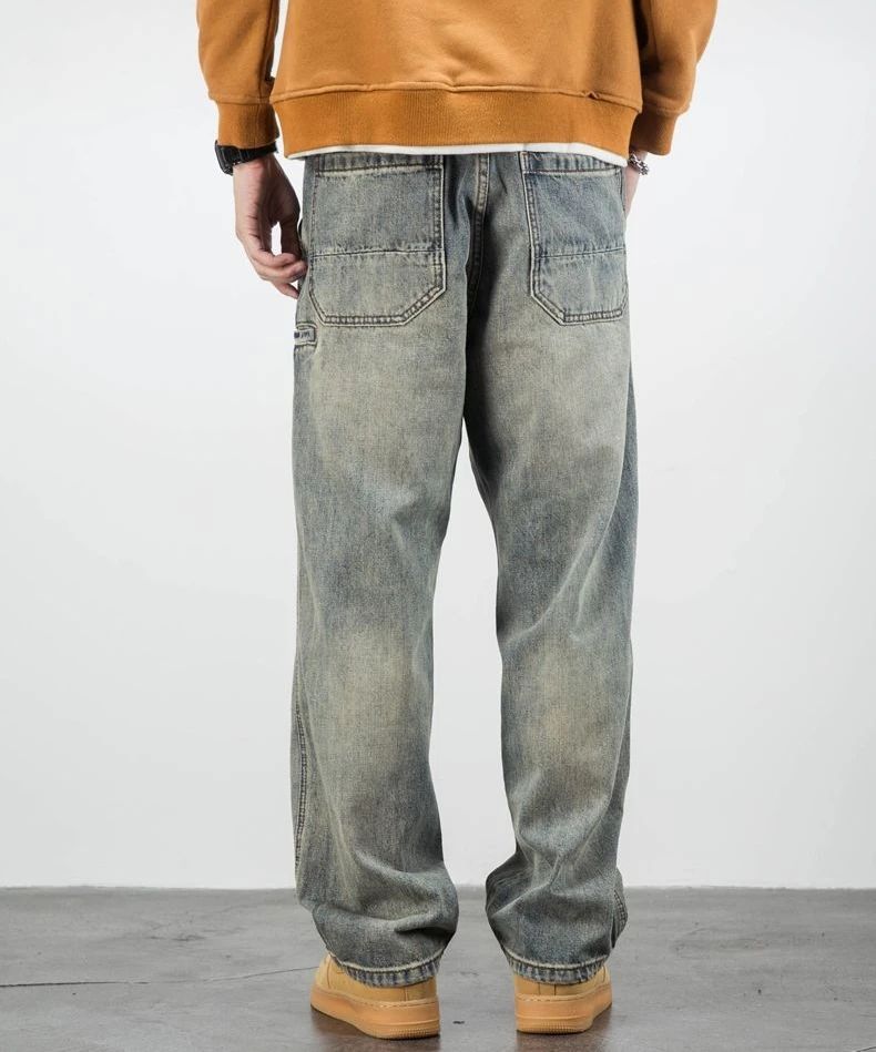 Men's Jeans Retro Cargo Trousers Straight Man Cowboy Pants Punk Washed Luxury Designer 2025 Trend Y2k Vintage Korean Style Baggy
