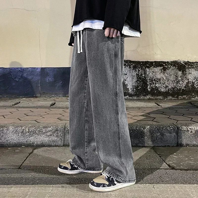 Men's Jeans American Loose Wide-leg Loose Straight Casual Trousers Street Hip-hop Baggy Jeans Black Grey Blue Streetwear Men