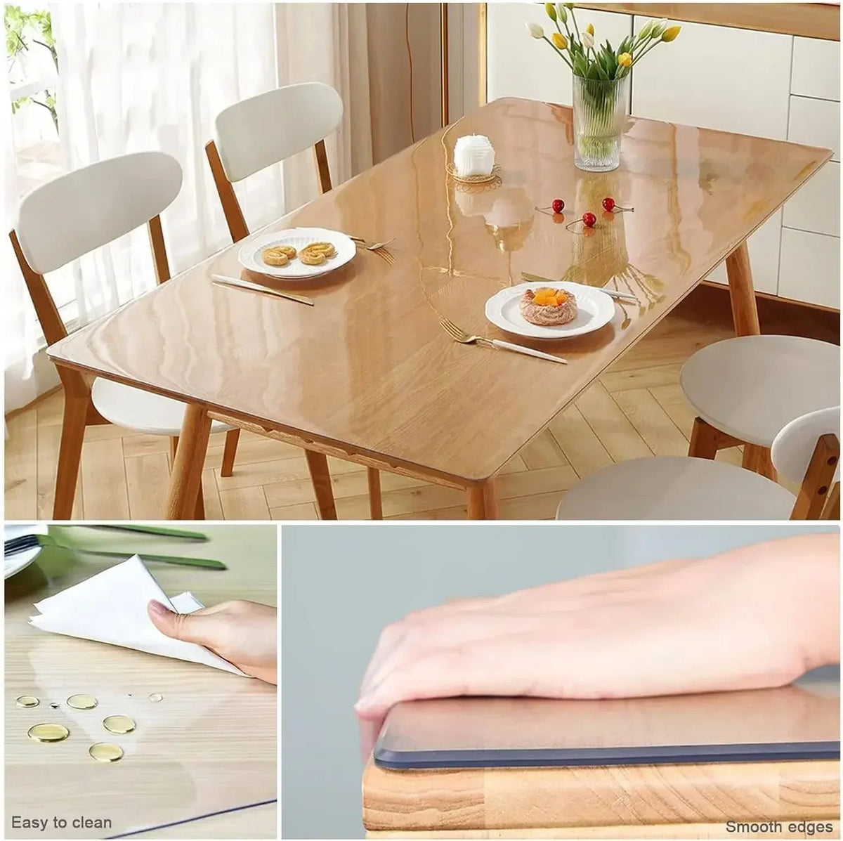 Rectangular Tablecloth, Transparent Table Cloth, Table Protector, Heat Resistant Waterproof Anti-Scratch Tablecloth