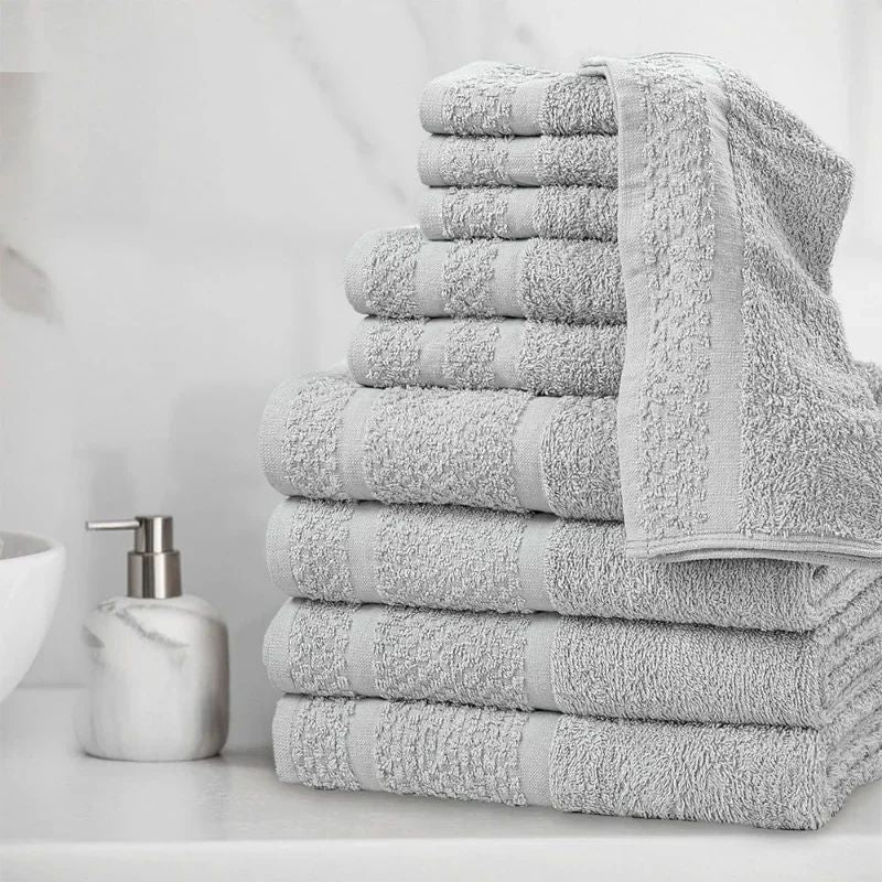 10 Piece Towel Set with Upgraded Softness & Durability, Grey