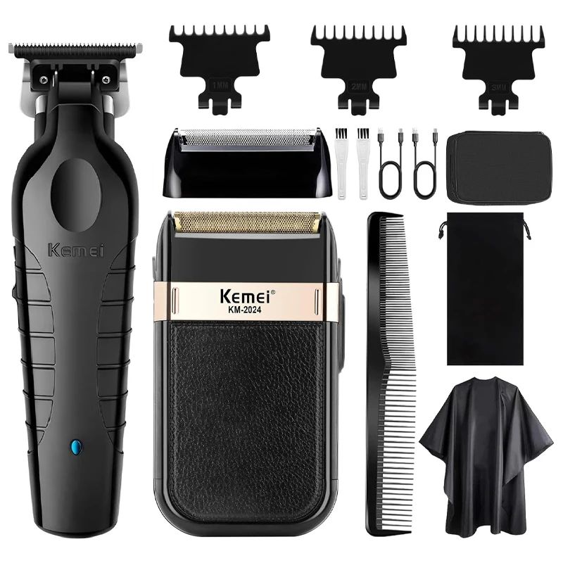 Kemei KM-2299 KM-2024 Professional Barber Cordless Electric Hair Clippers USB Rechargeable Hair Trimmers Hair Cutting Machine