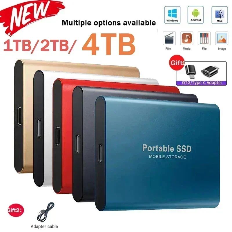 High Speed Portable SSD External Hard Drive 4TB USB3.1 Interface Hard Disk Solid State Drive Mass Storage Device for Laptop/PC