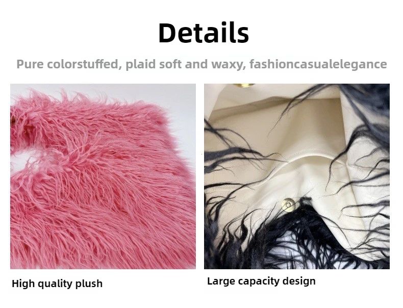 2025 NEW Wool Women's Plush Shoulder Bags Y2k Hot Girls Faux Fur Drawstring Bucket Bag Fashion Female Furry Purse Tote Handbags