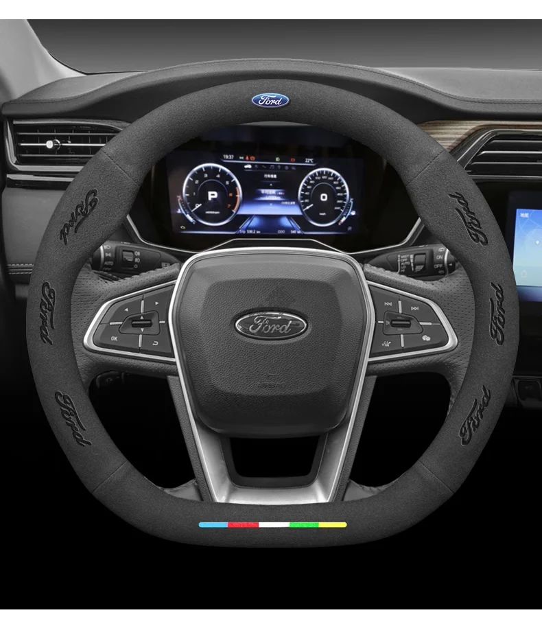 Car Suede Anti-slip Steering Wheel Cover For Ford Mondeo Focus Raptor Puma Edge Explorer Ecosport Ranger F150 Kuga Fiesta Fusion