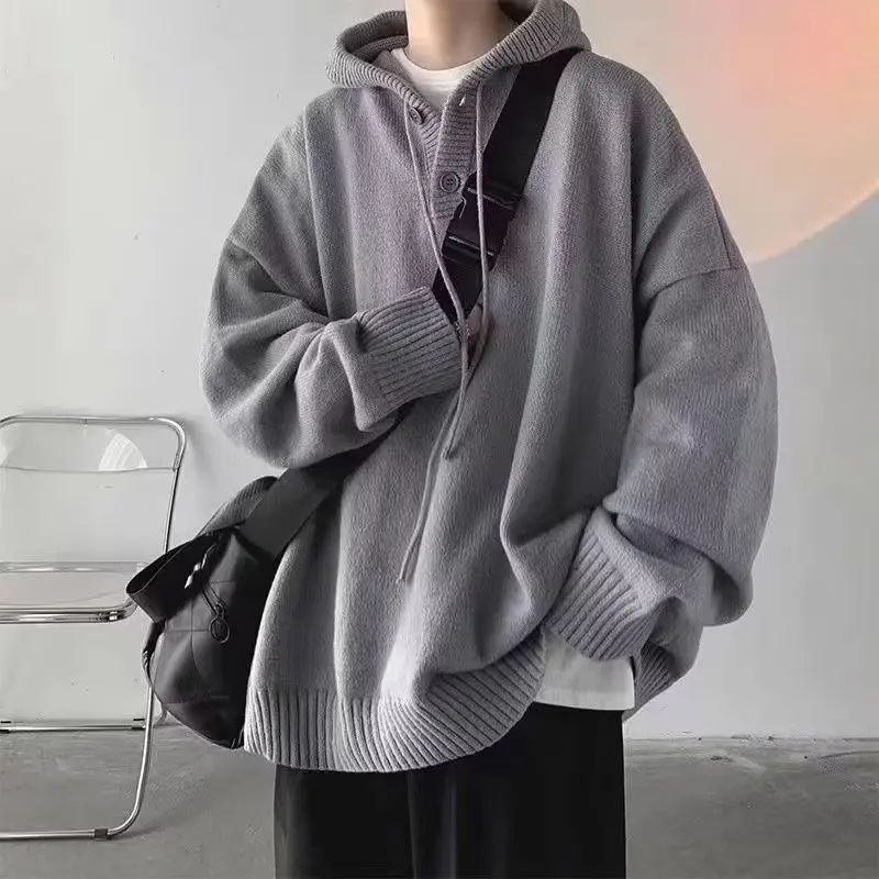Men's Hooded Sweater Autumn/winter Vintage Idle Style Versatile Knitted Top Trendy Brand Sweater Casual Wear