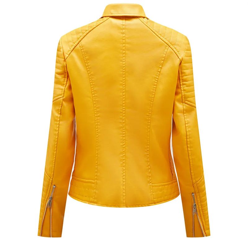Black Women Faux Leather Jacket Spring Autumn Zipper Casual Pu Coat Female Biker Outerwear Ladies Clothes S-XXXL