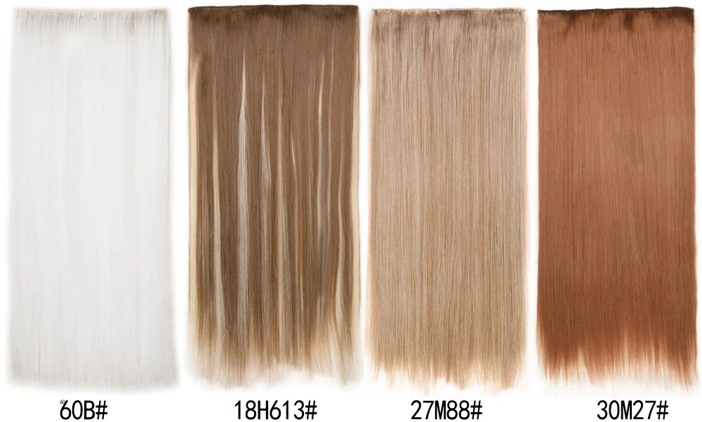 16 Clips in Hair Extensions 24Inchs Long Straight Hairstyle Synthetic Blonde Black Hairpieces Heat Resistant Fake Hair 6Pcs/Set