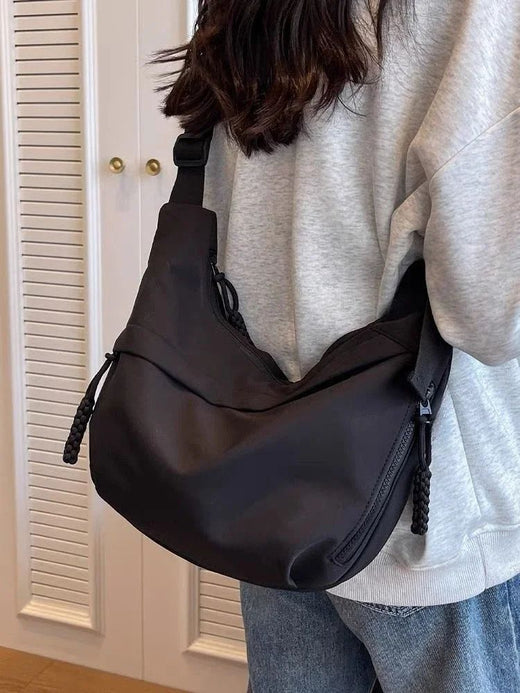 Fashion High Capacity Solid Color Single Shoulder Totes Bag Nylon Hobos Crossbody Bags Solid Casual Zipper Women's Bags