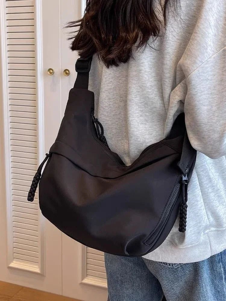 Fashion High Capacity Solid Color Single Shoulder Totes Bag Nylon Hobos Crossbody Bags Solid Casual Zipper Women's Bags
