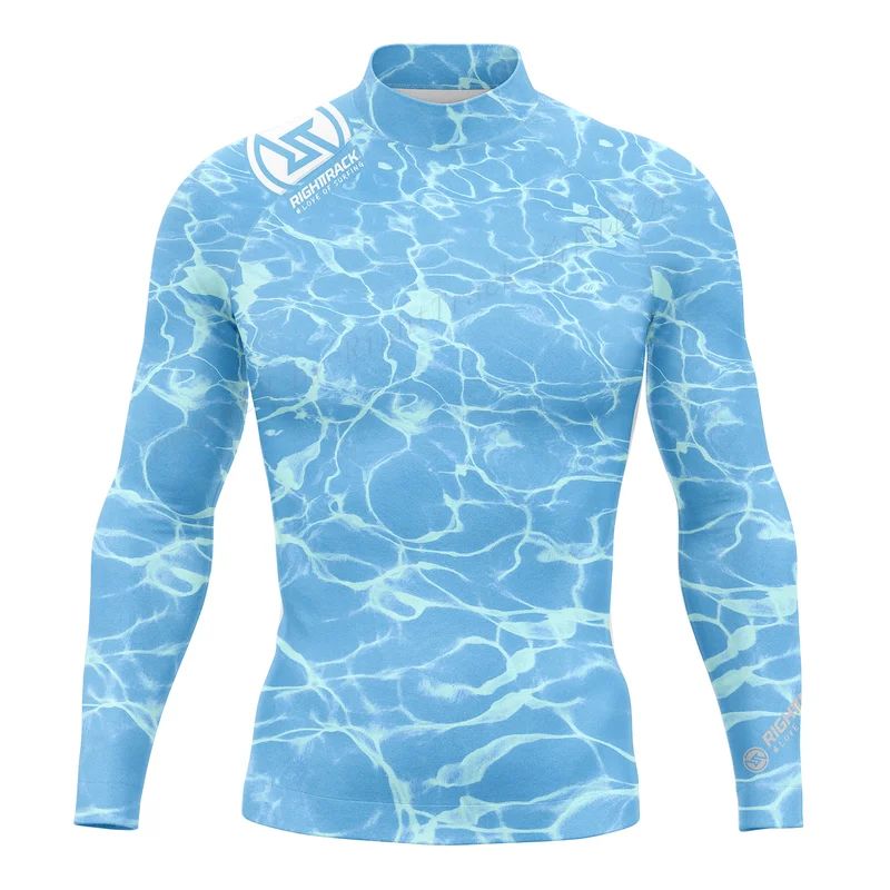 HotSale Men's Surfing Shirt Camouflage Lycra Rashguard RIGHTTRACK For Surf Sportswear Beach UV Swimwear UPF50 Clothes