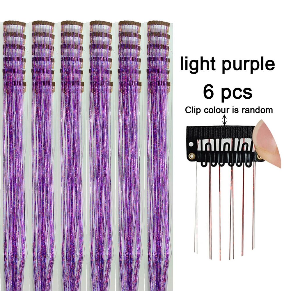 6pcs Clip In Hair Tinsel Hair Extensions Pack Of 6Pcs Hair Tinsel 20 Inch Heat Resistant Glitter Hair Extensions
