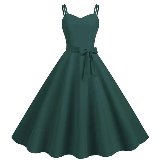 Sexy French Style Summer Vintage Hepburn Large Swing Dress Sleeveless Gown for Women in Red Blue And Pink Colors