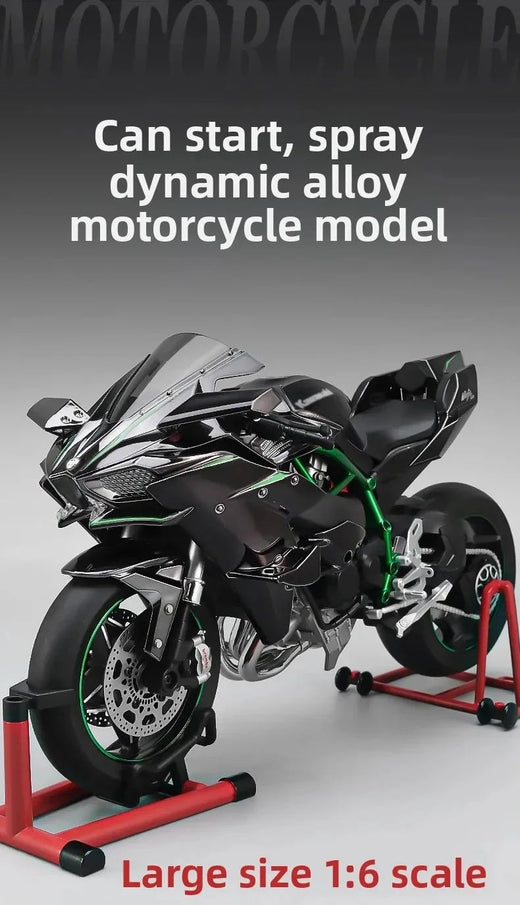 Spray 1:6 For Kavvasaki Racing Ninja 500 H2R Motorcycle Simulation Sound Light Kid Gift Collection value Displa Christmas gifts