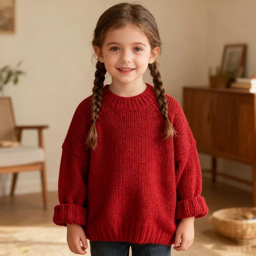 Baby Christmas Knit Sweater Pullover 1-6Yrs Tops Boys Girls Pullover Autumn Red Sweaters Children Long Sleeved Sweater Clothing