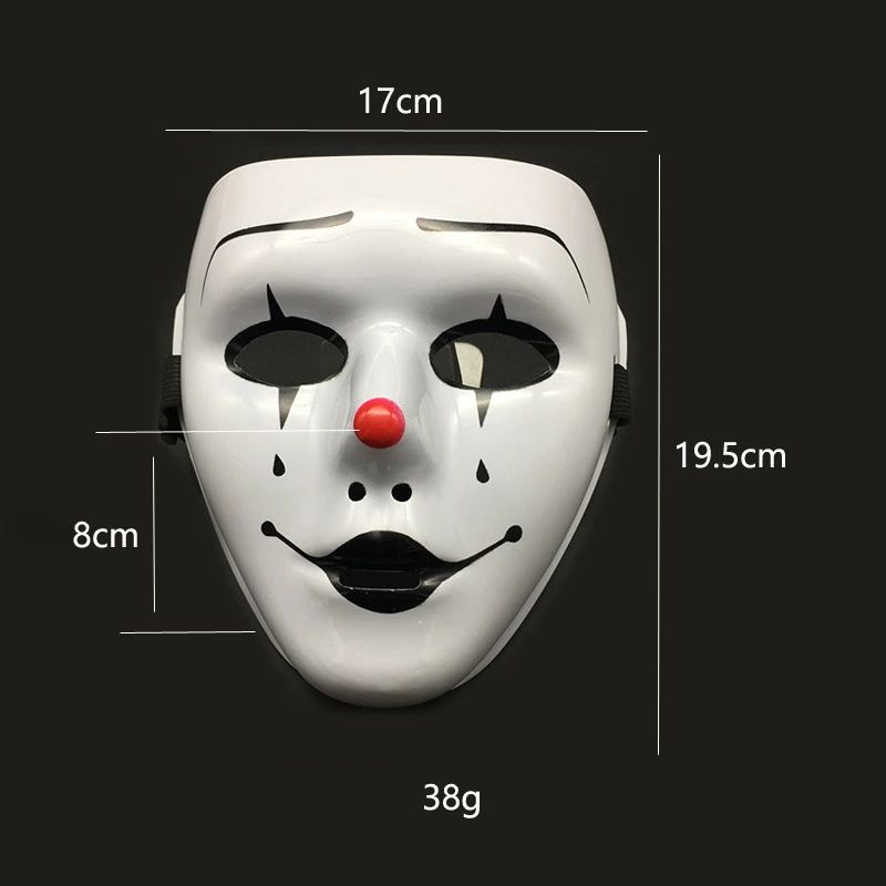 Masquerade Halloween Full Face Mask Hand Painted White Death Clown Black Gold Adult Street Dance Eye Mask Prop