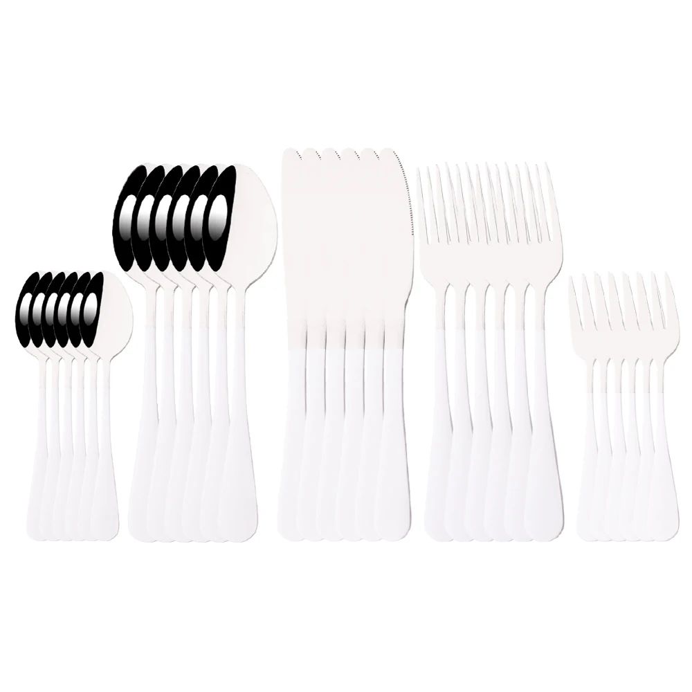 6/30Pcs Rainbow Dinnerware Stainless Steel Cutlery Set Knife Cake Fork Tea Spoon Flatware Set Kitchen Silverware Tableware Set