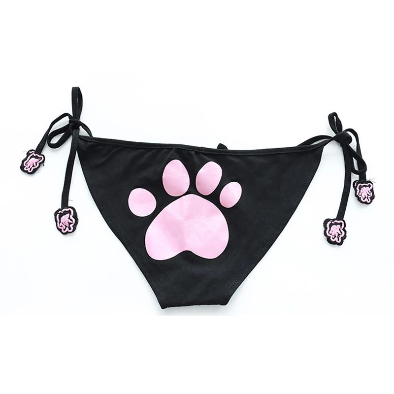 Anime Cute Cat Paw Bikini Swimsuit Costume Summer Beach Mini Lovely Cats Bell Swimwear Uniform Cosplay Cats Hollow Bra