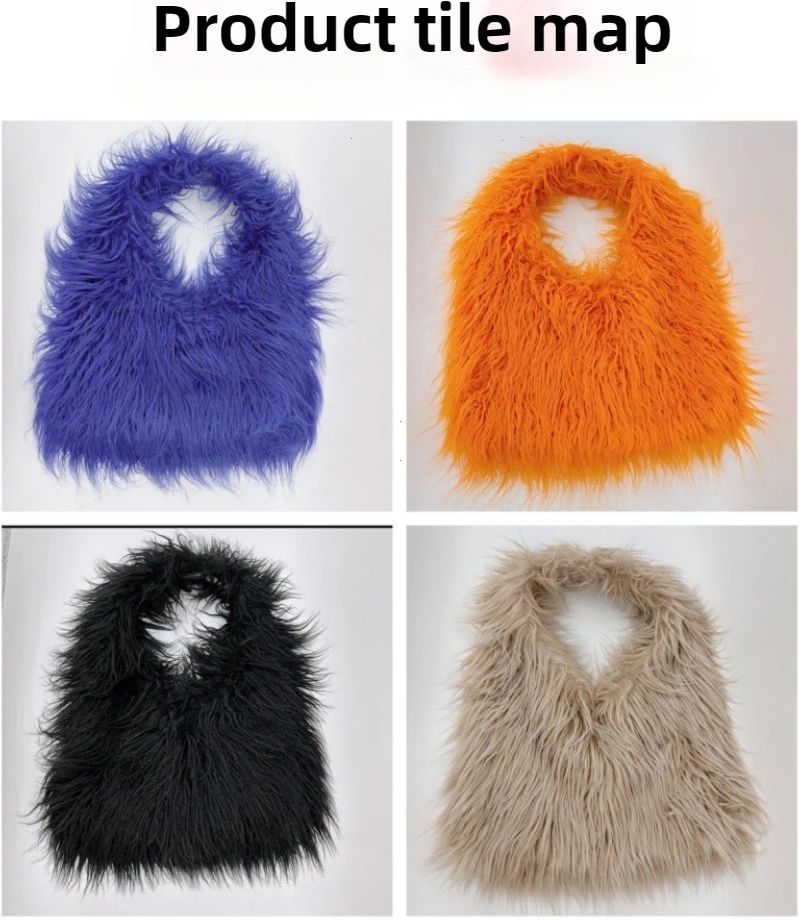 2025 NEW Wool Women's Plush Shoulder Bags Y2k Hot Girls Faux Fur Drawstring Bucket Bag Fashion Female Furry Purse Tote Handbags