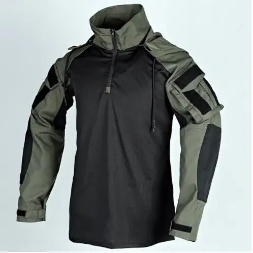 Men Outdoor Hooded Collar Shirt Tactics Hiking Combat T-Shirt Men Tactical Shirts Airsoft Paintball Camping Hunting Clothing