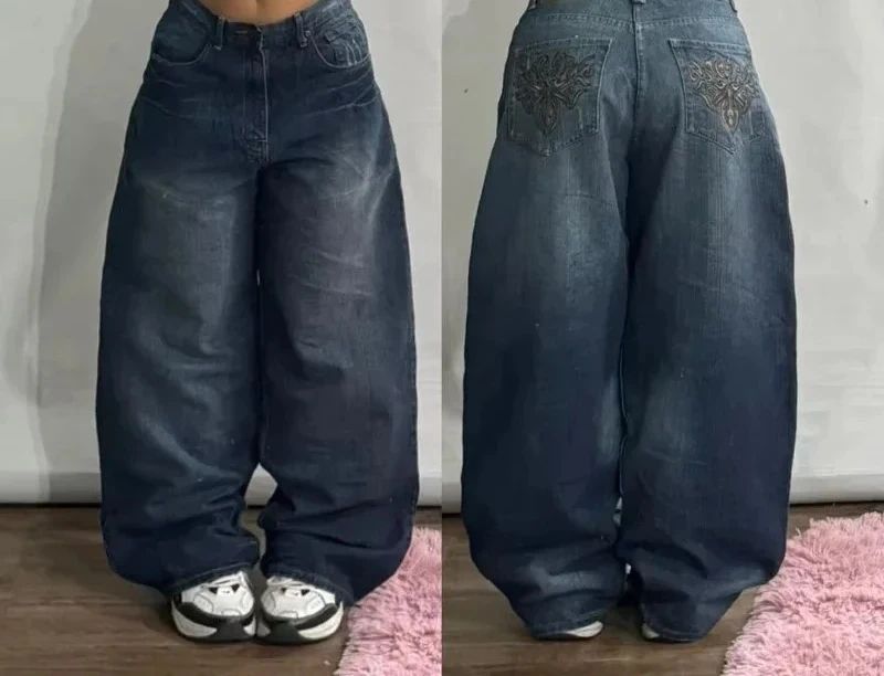 Streetwear New Fashion Oversized Embroidered Baggy Jeans Female Y2K Harajuku Hiphop Retro Gothic High Waist Wide-leg Pants Pants