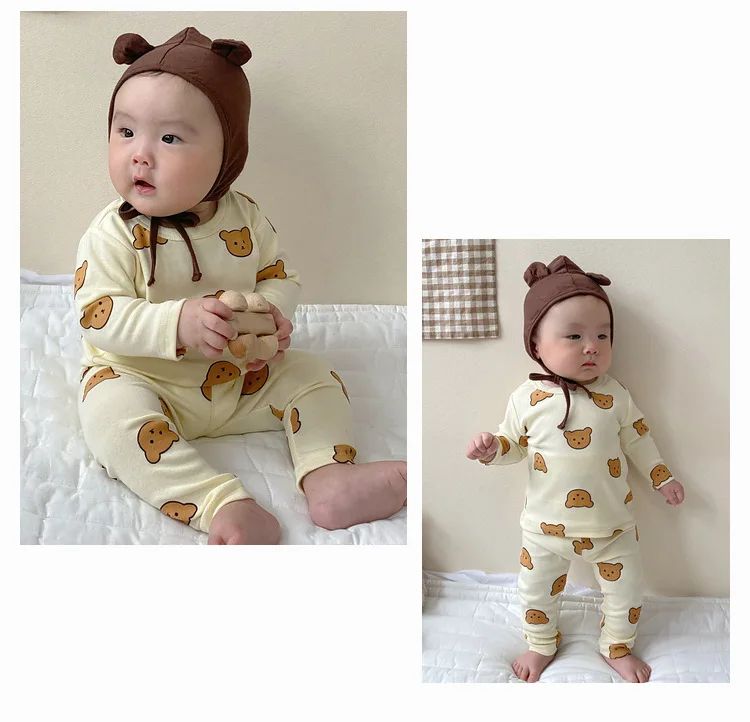 Baby Clothes 2pcs Sets Autumn Winter Baby Pajama Set Bottom Underwear Two-piece Set Cotton Baby Boy Long Sleeves Outfit