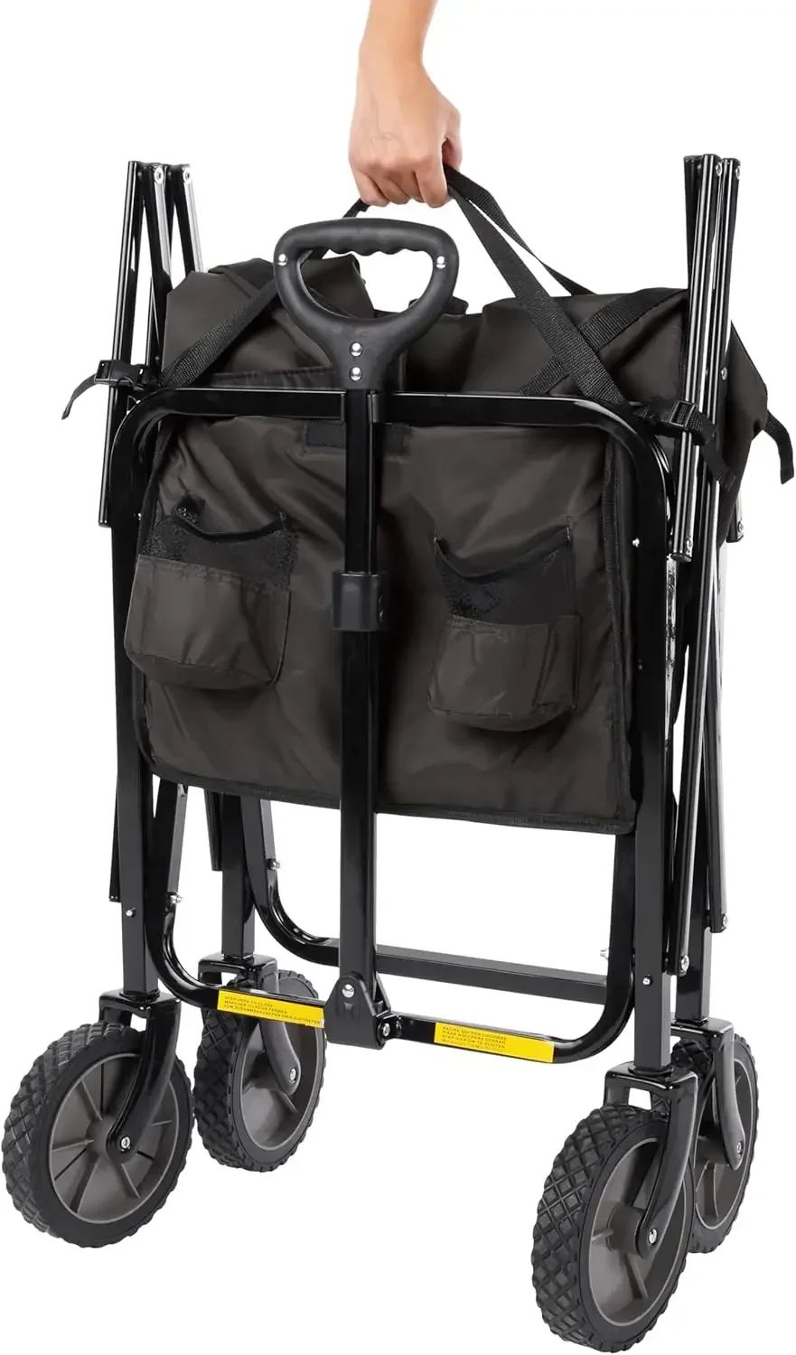 Collapsible Folding Heavy Duty Utility Wagon for Outdoor Sports, 265 pounds Weight Capacity, Camping, Garden, and Shopping=