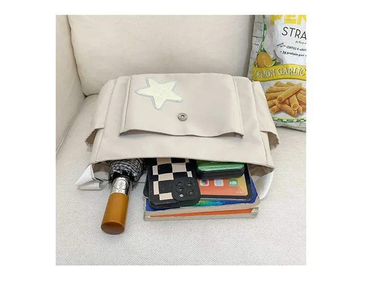 Women Star Pattern Y2k Messenger Bag Casual Tote Lady Simple Large Capacity Shoulder Bag Girl Travel School Bookbag Handbag