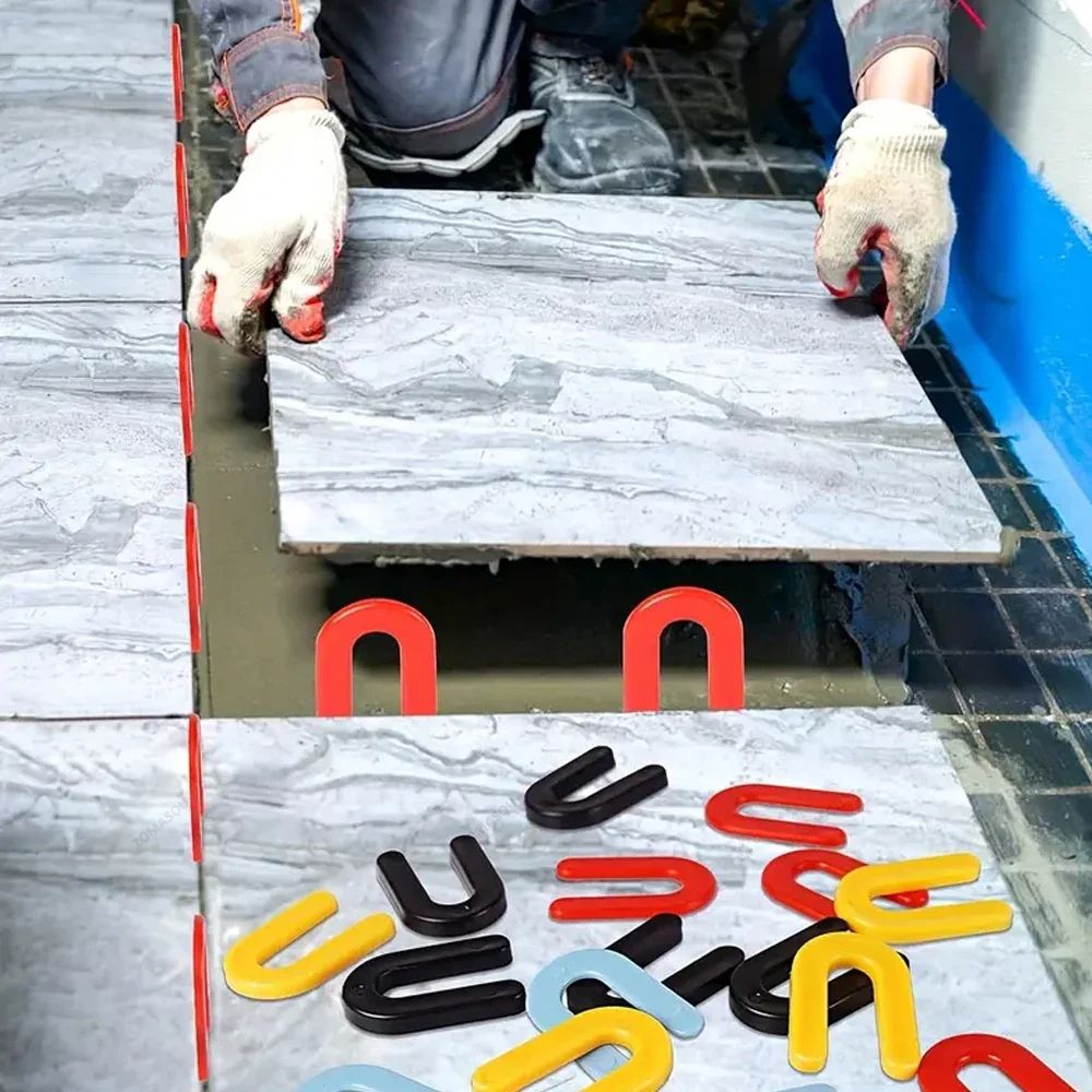 100/200Pcs Reusable U-Shape Ceramic Spacers Tile Clips Leveling System Wedge for Floor Wall Tile Gap Fixing Construction Tools