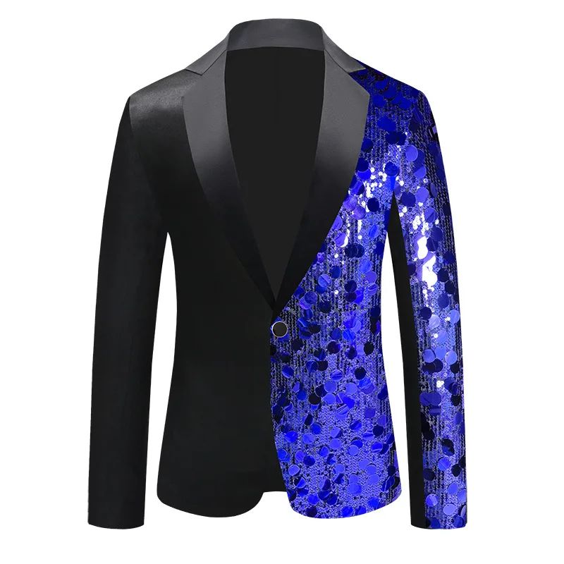 New Men Luxury Sequin Suit Jacket Silver / Gold Fashion Singer Bar KTV Dance Party Stage Performance Dress Blazers Coats