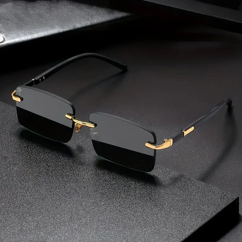 Rimless Sunglasses Rectangle Fashion Popular Women Men Shades Small Square Sun Glasses for Female Male Summer Traveling Oculos
