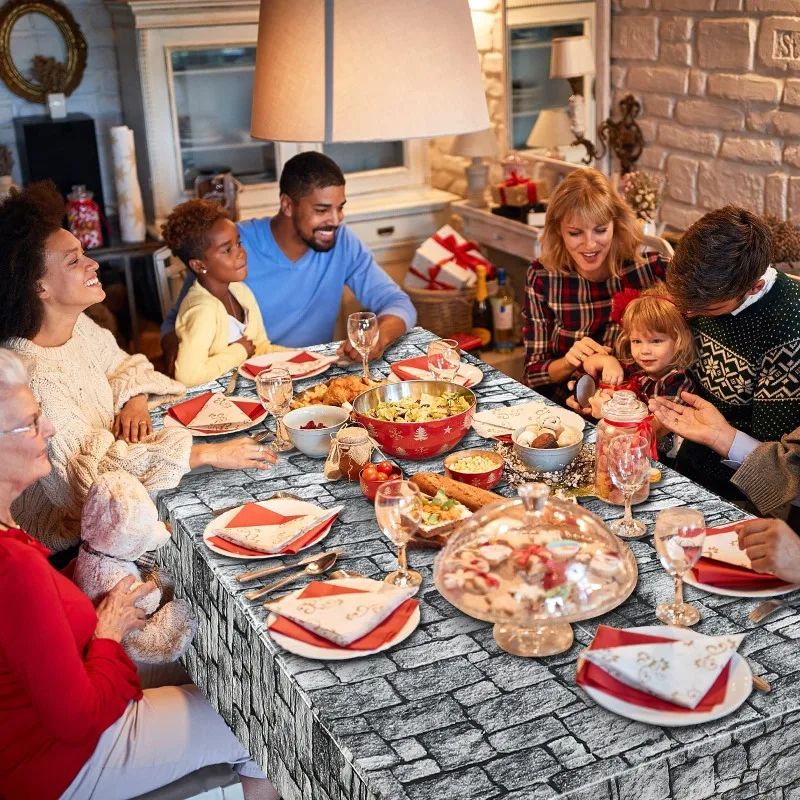 Stone Wall Tablecloths Plastic Brick Stone Tablecloth Medieval Themed Party Decor Castle Brick Wall Table Covers for Halloween
