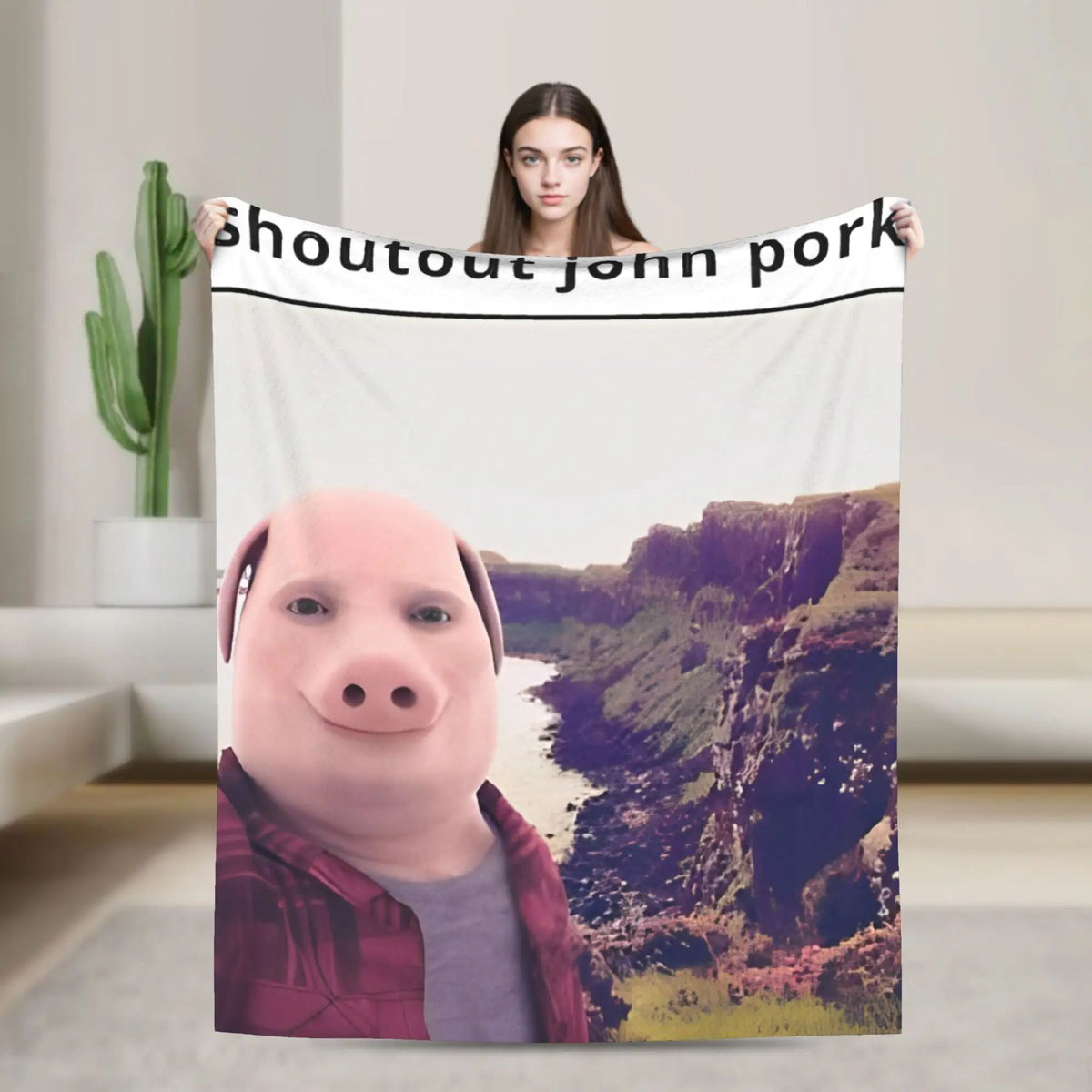 Super Soft Funny Print Throw Blanket for Bedding Travel Outdoor Use John Pork Is Calling