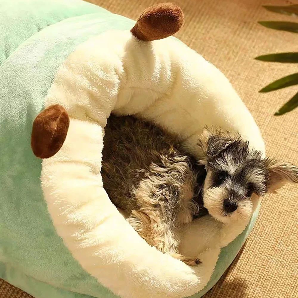 Winter Warm Small Dog Kennel Bed Breathable Dog House Cute Slippers Shaped Dog Bed Cat Sleep Bag Foldable Washable Pet House