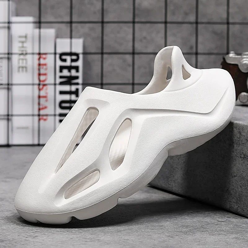 Men's Slippers Summer Soft EVA Beach Hole Shoes Outdoor Women's Slide Non-slip Personalized Hollow Shoes 36-47