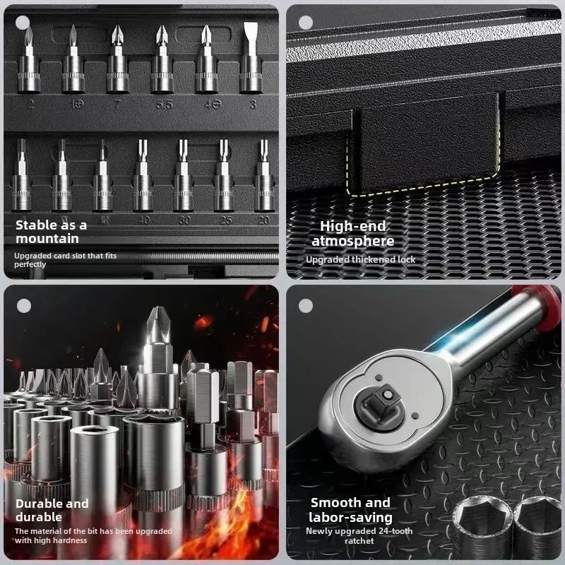 AIRAJ NEW Car Repair Tool Kit 46/53 Piece/Set Socket Set Car Repair Tool Ratchet Torque Repairing Tool Set Wrench Combo Auto