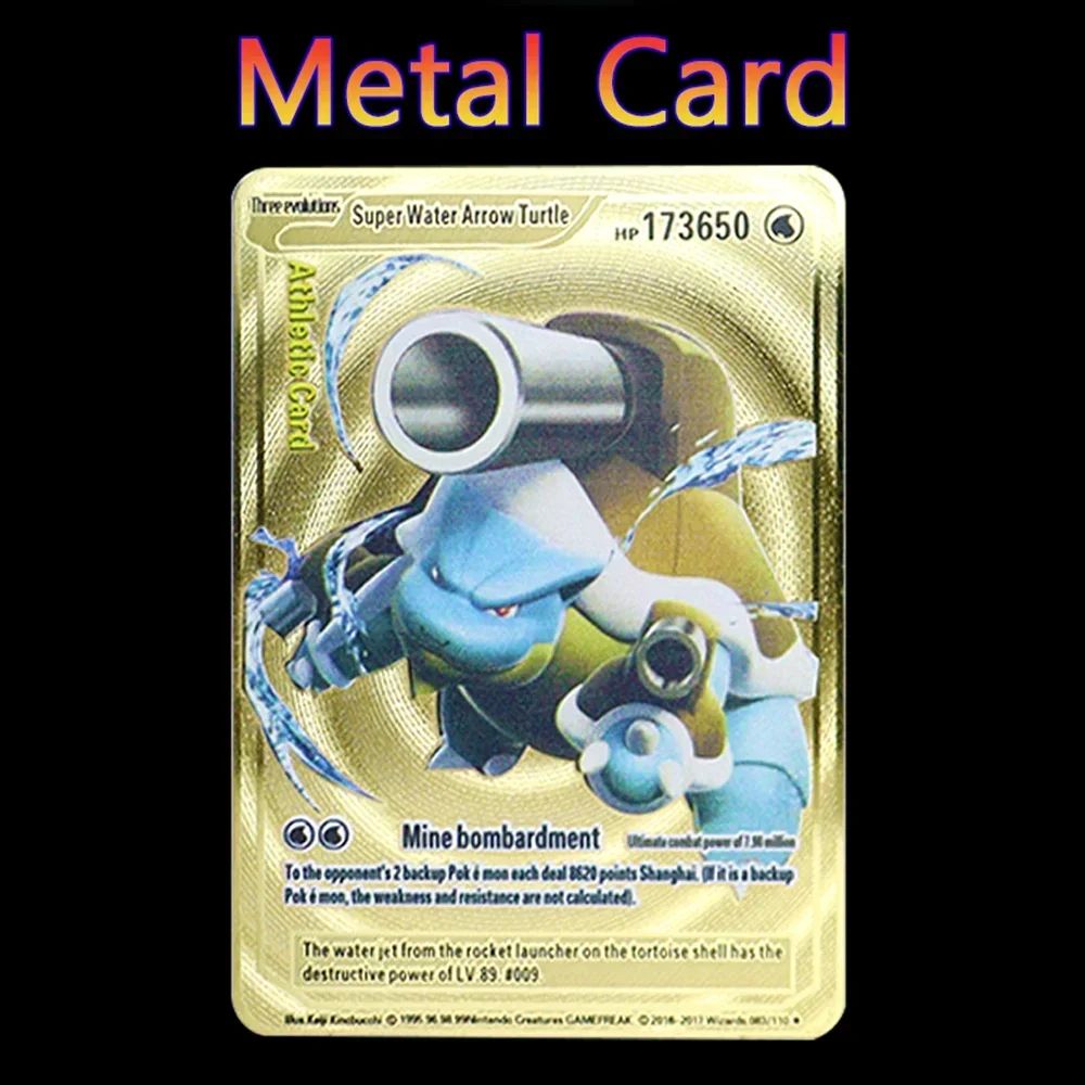 Pokemon 183200 Points High Hp Gold Black English French Metal Cards Vmax Mega GX Game Collection Cards Charizard Pikachu Mewtwo