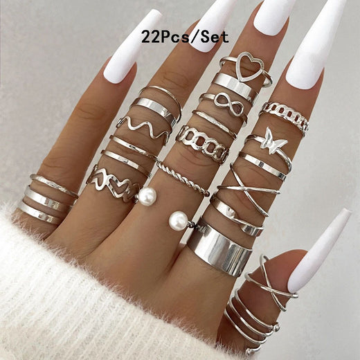 30Pcs Bohemian Geometric Knuckle Rings Set For Women Gold Silver Color Finger Ring Girls Fashion Party Jewelry Accessories