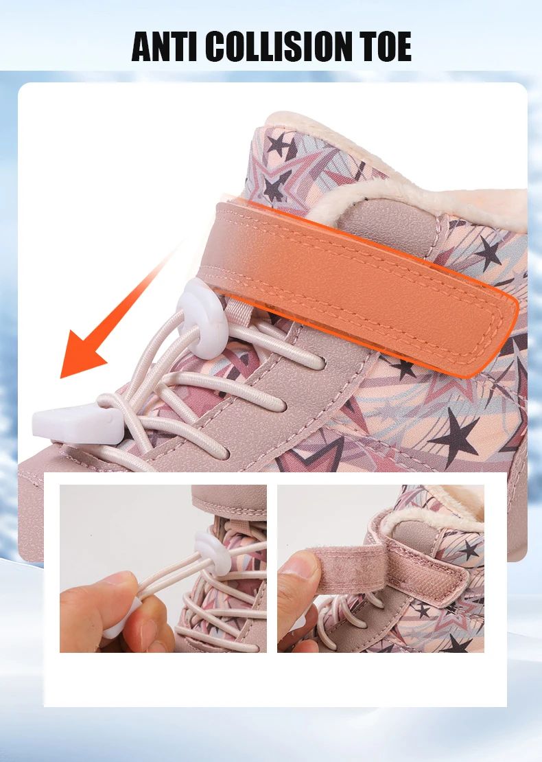 2025 Kids Barefoot Snow Boots Wide Toe Winter Insulated Waterproof Fur Lined Shoes for Boys Girls Cold Weather Outdoor Sneakers