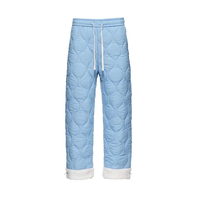 Winter Down Pants Men's Trendy Ski Waterproof Thick Fleece Warm Straight Cotton Trousers Women's Casual Cold-proof Padded Pants