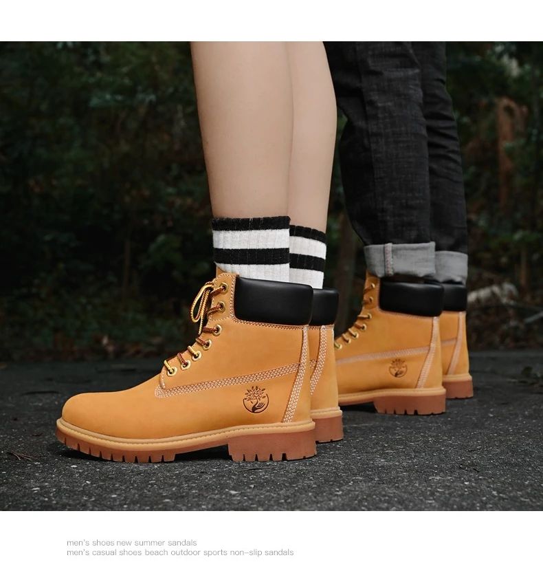 Boots Men High Top Boots High Quality Women Leather Shoes Fashion Outdoor Sneakers Men Lace Up Non-Slip Ankle Boots for Couple