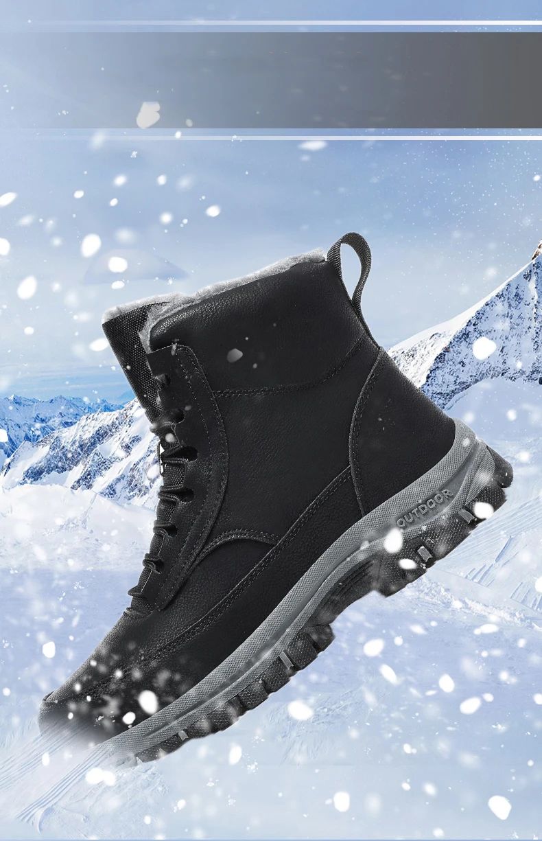 NeW Men Winter Snow Boots For Waterproof Leather Sneakers Super Warm Men's Boots Outdoor Male Hiking Boots Work Shoes Size 39-48