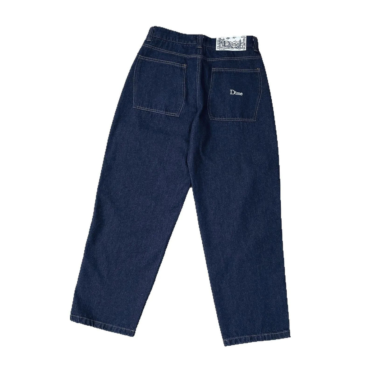 Dime Baggy Straight Leg Loose Casual Streetwear Skateboard Men's Jeans ENIM PANTS Washed Denim Long Short Hip Hop Style