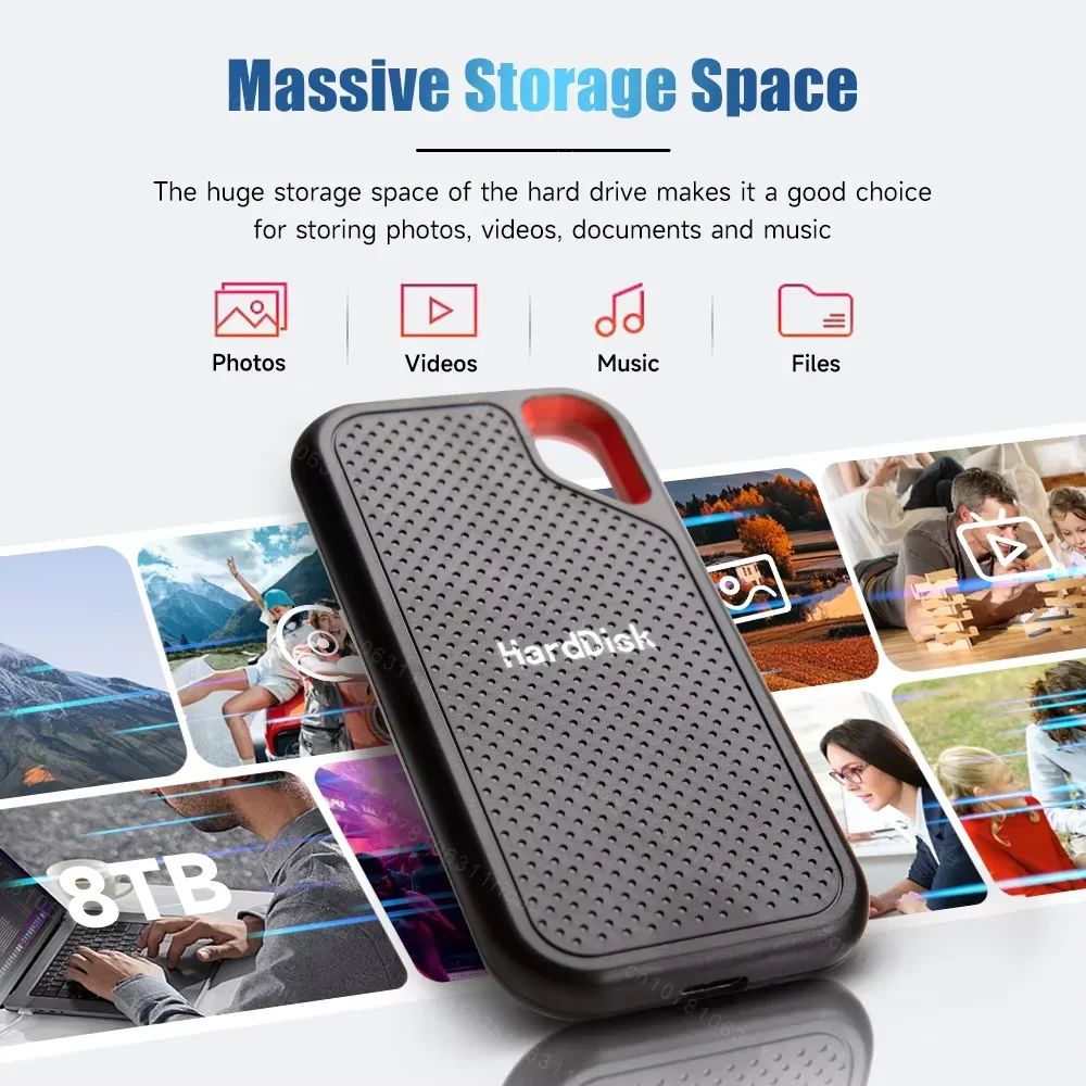 External Hard Drive 4TB Portable SSD High-speed Solid State Drive 256TB Large Capacity Hard Disk Storage Device for Laptops/Mac