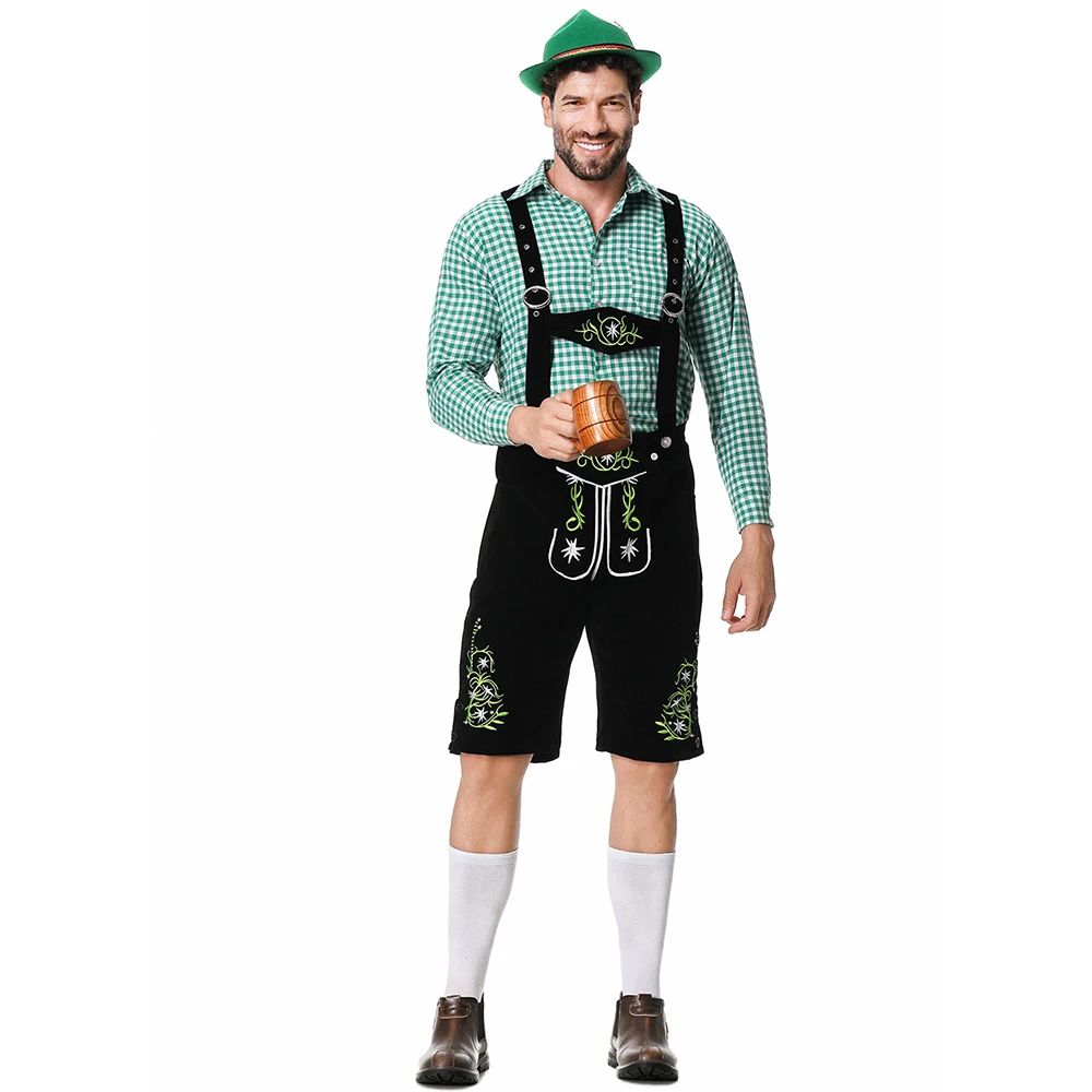 Men Oktoberfest Costume German Oktoberfest Pubs Bartender Outfit Beer Man Costumes Lederhosen Bavarian Octoberfest