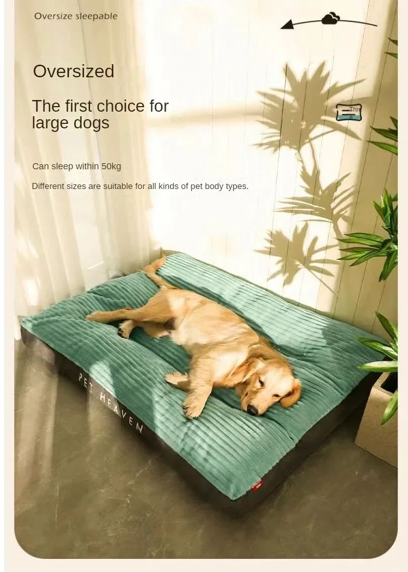 Dog bed corduroy dog sofa plush bed detachable easy clean warm floor mat for sleeping breathable washable pet sleep dog supplies