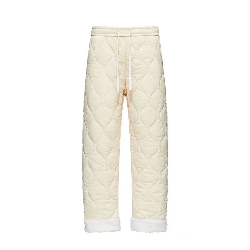 Winter Down Pants Men's Trendy Ski Waterproof Thick Fleece Warm Straight Cotton Trousers Women's Casual Cold-proof Padded Pants