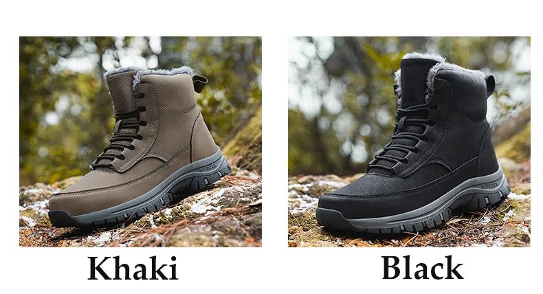 NeW Men Winter Snow Boots For Waterproof Leather Sneakers Super Warm Men's Boots Outdoor Male Hiking Boots Work Shoes Size 39-48