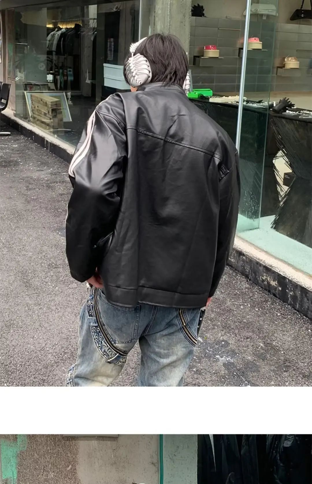 Retro Leather Jacket Men Women American Patchwork Strip Racing Outerwear Loose Hip Hop Zippers Brown PU Coat Streetwear Spring