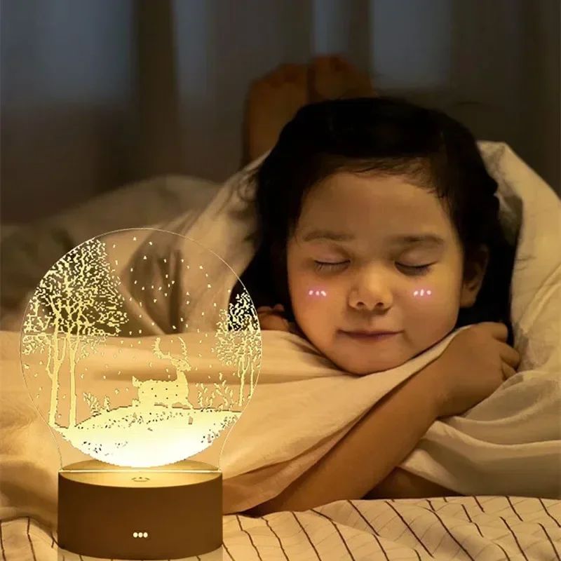 USB Operated 3D Acrylic LED Night Light Festival Birthday Kids Gifts Bedroom Bedside Decor Night Lamp Home Novelty Lighting
